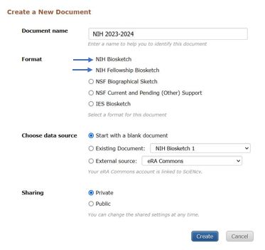 Create a new document form